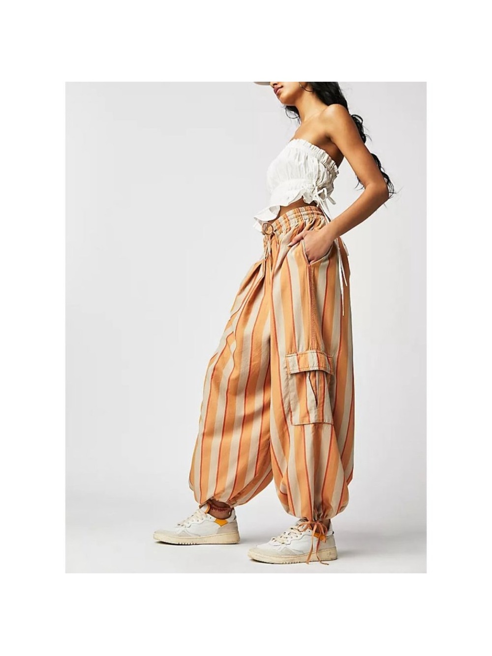 NWT, Free People Creamsicle Palash Yarn Dyed Cargo Pants - Picture 5 of 12